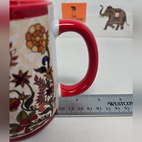 The Bombay Set of 2 Kalamkari Coffee Cups Hand Painted Exotic Beautiful Birds - Picture 8 of 11